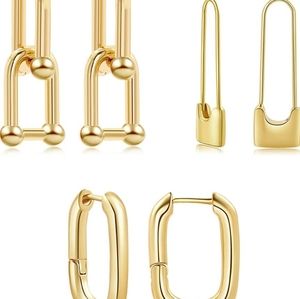 14k Gold Plated set of 3 pairs earrings